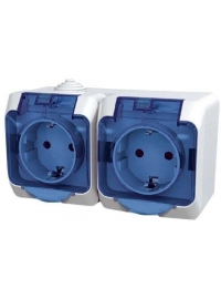 Priza dubla cu capac transparent, IP44