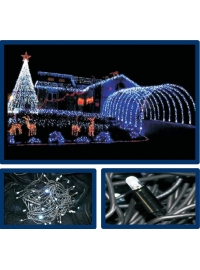 Sir extensibil 50 LED+Flash, Alb Rece cu Cablu...