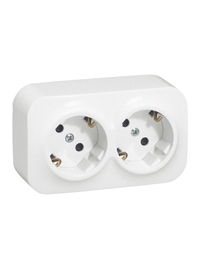 Priza dubla 2P+T Forix, alb, montaj aplicat,...