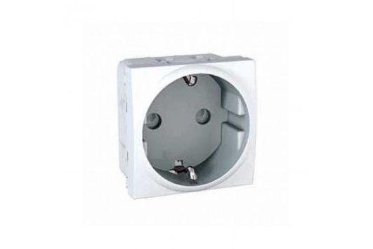 Priza schuko cu obturator Unica, 16A, 2M, Alb