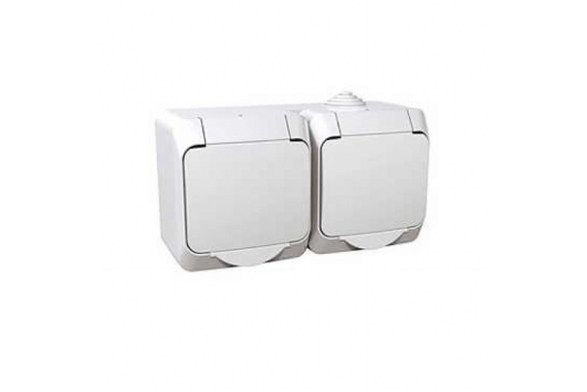 Priza dubla cu capac, IP44