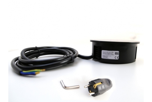 Priza incorporabila in birou TWIST, 2 prize Schuko, cablu 2m, inox, Bachmann