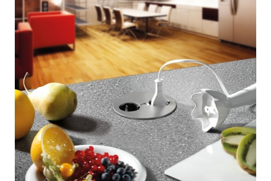 Priza incorporabila in birou TWIST, 2 prize Schuko, cablu 2m, inox, Bachmann