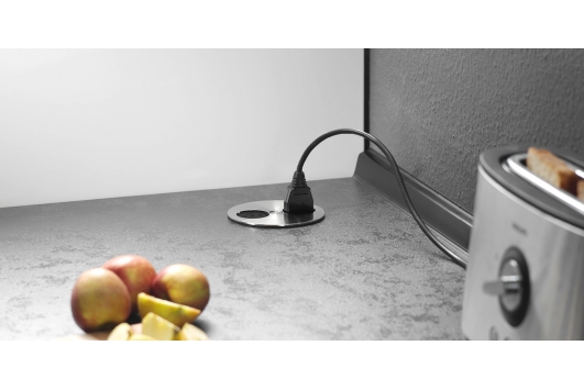 Priza incorporabila in birou TWIST, 2 prize Schuko, cablu 2m, inox, Bachmann