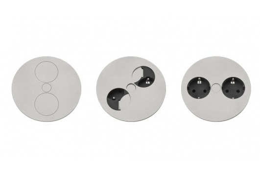 Priza incorporabila in birou TWIST, 2 prize Schuko, cablu 2m, inox, Bachmann
