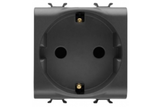 Priza schuko, standard german 2M, Chorus 2P+E, 16A,  Negru