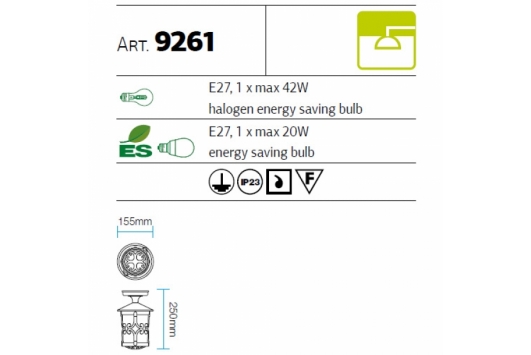 Plafoniera Tirol 1X42W E27 IP23