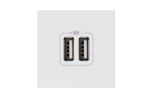 Priza dubla USB Mosaic, 2M, Alb