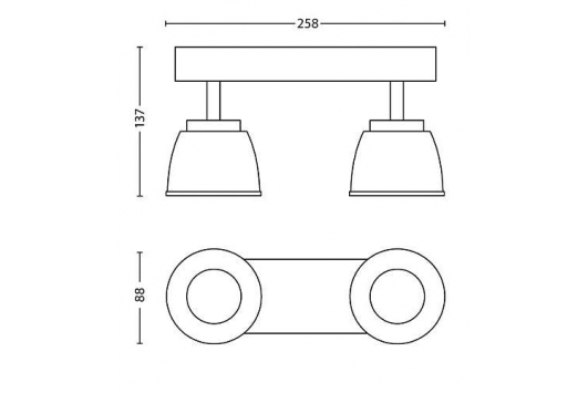 Corp spot County 2x4W, 230V, Bronz myLiving