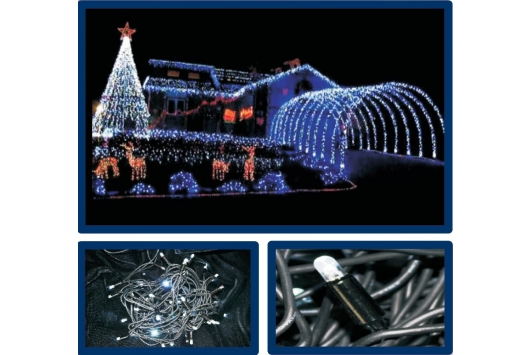 Sir extensibil 50 LED+Flash, Alb Rece cu Cablu Negru 5m PROFI