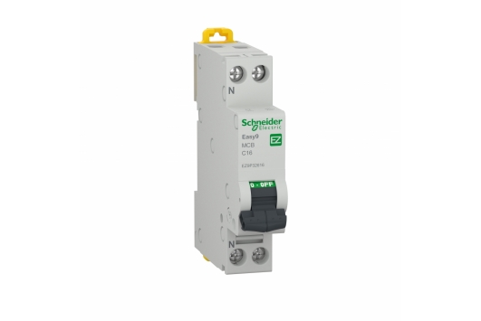 Siguranta automata 16A,1P+N, curba C, 4500 A, Easy9, Schneider Electric