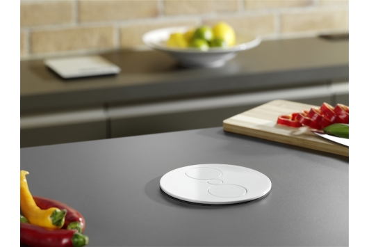 Priza incorporabila TWIST cu 2 prize Schuko, alb mat, cablu 2 m, Bachmann