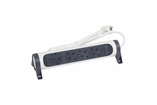 Bloc Multipriza Mobil Premium Rotativ 4x2P+T cu Intrerupator 1,5m alb-negru