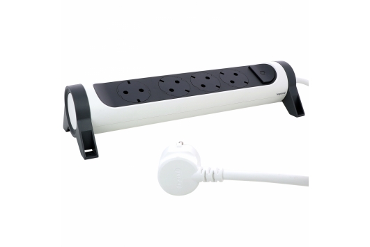 Bloc Multipriza Mobil Premium Rotativ 4x2P+T cu Intrerupator 1,5m alb-negru