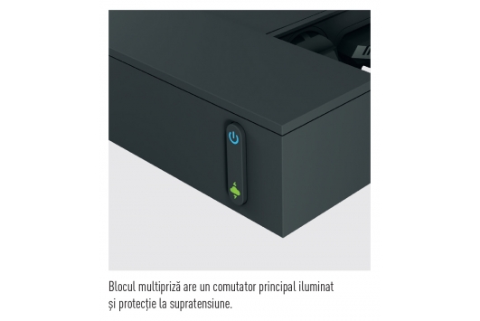 Bloc Multipriza Mobil pentru TV- Multimedia 4x2P+T si 4x2P SPD-Supratensiune si Intrerupator 2m negru