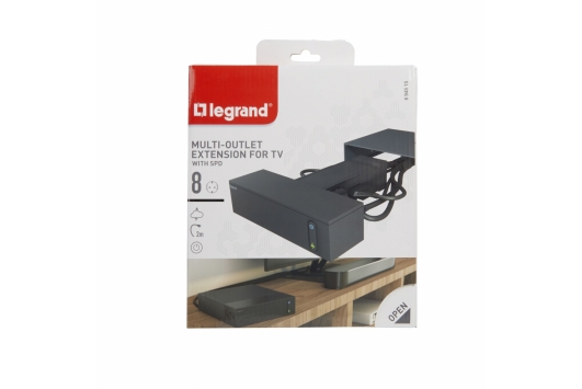 Bloc Multipriza Mobil pentru TV- Multimedia 4x2P+T si 4x2P SPD-Supratensiune si Intrerupator 2m negru