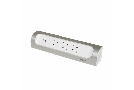 Bloc Multipriza Unghiular 3x2P+T si USB A+C culoare aluminiu