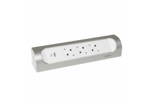 Bloc Multipriza Unghiular 3x2P+T si USB A+C culoare aluminiu