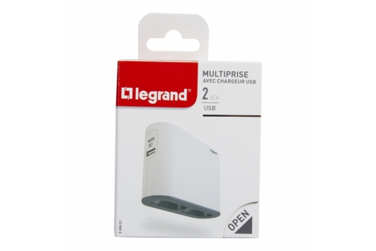 Bloc Prize 2x2P 6A si USB A+C cu Suport pt telefon alb-gri inchis