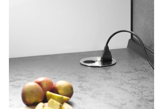 Priza incorporabila Bachmann TWIST, 1 x Schuko, 2 x USB charger, otel, cablu 2 m