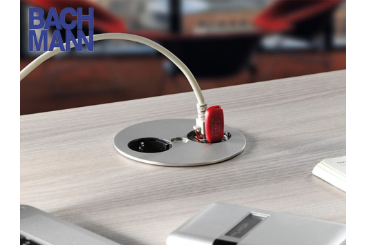 Priza incorporabila Bachmann TWIST, 1 x Schuko, 2 x USB charger, otel, cablu 2 m