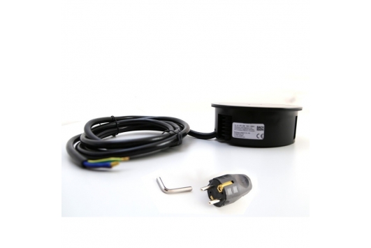 Priza incorporabila Bachmann TWIST, 1 x Schuko, 2 x USB charger, otel, cablu 2 m
