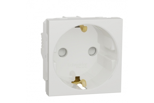 Priza schuko, 2P+E 16A, cu obturatoare, alb, Noua Unica, Schneider
