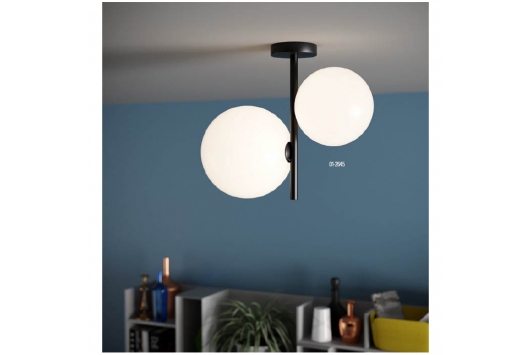 Plafoniera Redo Talis, negru mat, sticla, 2XE27, H.40 cm