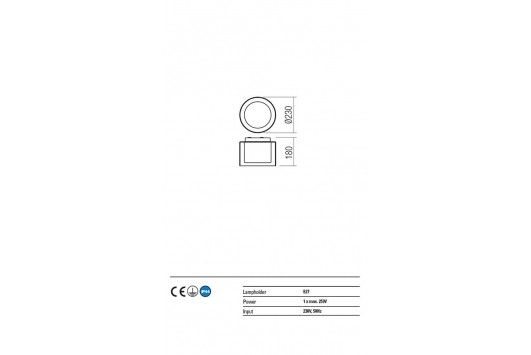 Plafoniera Naji, max 1x42W, E27, IP44, alb