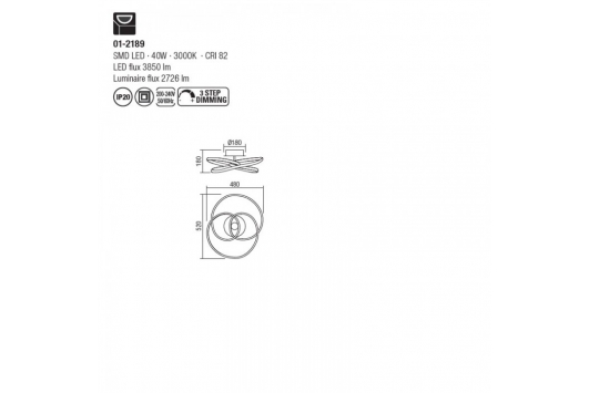 Plafoniera Redo Sintra, alb mat, LED, 40W, 2726 lumeni, alb cald 3000K