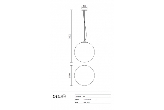 Lustra, max 3x42W, E27, IP20, alb
