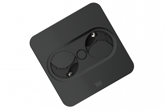 Multipriza incorporabila Bachmann TWIST 2 patrat, 2 prize + cordon 2m, negru mat