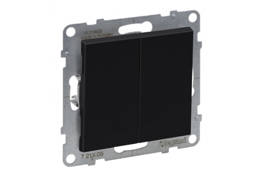 Intrerupator dublu 10AX, borne automate, negru, Legrand New Suno
