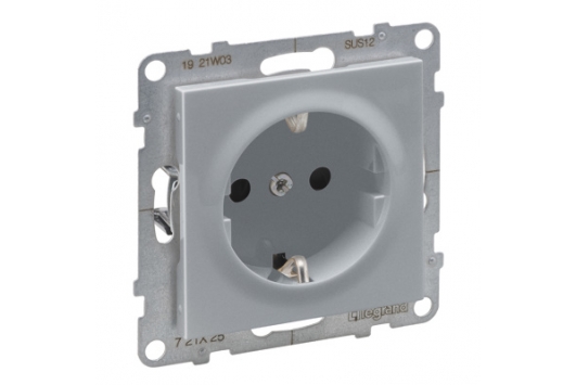 Priza 2P+T 16A, borne cu surub, aluminiu, Legrand New Suno