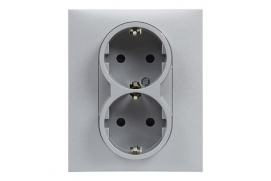 Priza dubla 2x2P+E, borne automate, cu protectie copii, aluminiu, Legrand New Suno