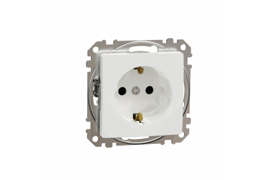 Priza simpla 2P+E cu obturatoare, 16A  alb, Sedna Design