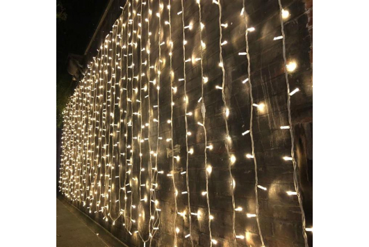 Perdea extensibila LED, 1x4m, lumina calda, 204 LED-uri, cu cablu negru, sistem Profi