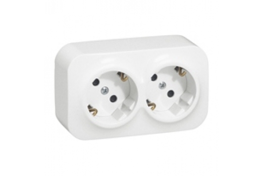 Priza dubla 2P+T Forix, alb, montaj aplicat, Legrand