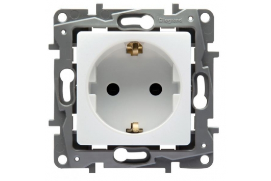 Priza Schuko 2P+N,Protectie Mecanica Pentru Copii, Alb